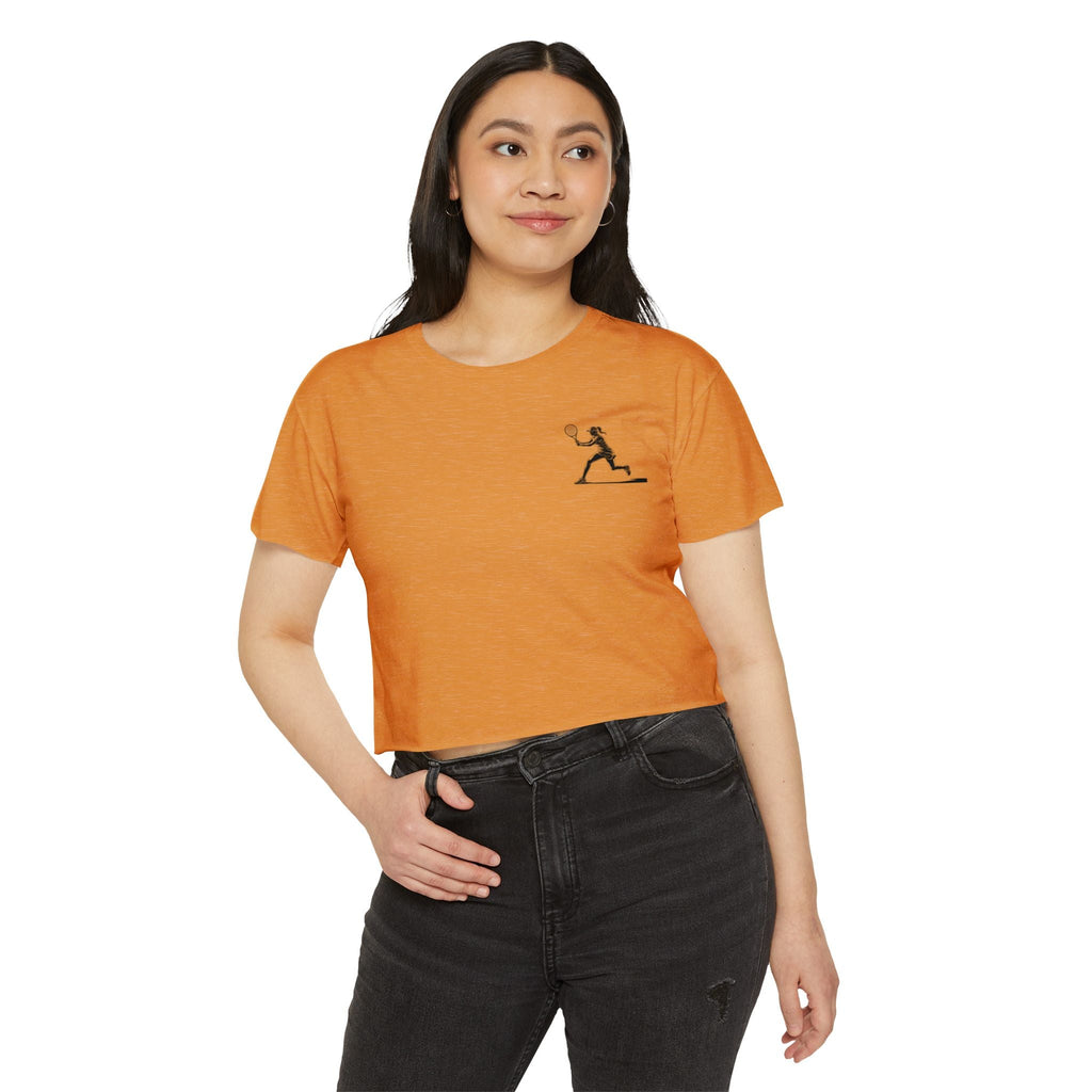 Tennis Crop Top Minimalist Female Tennis Player Graphic Festival Tee - Etna Gift