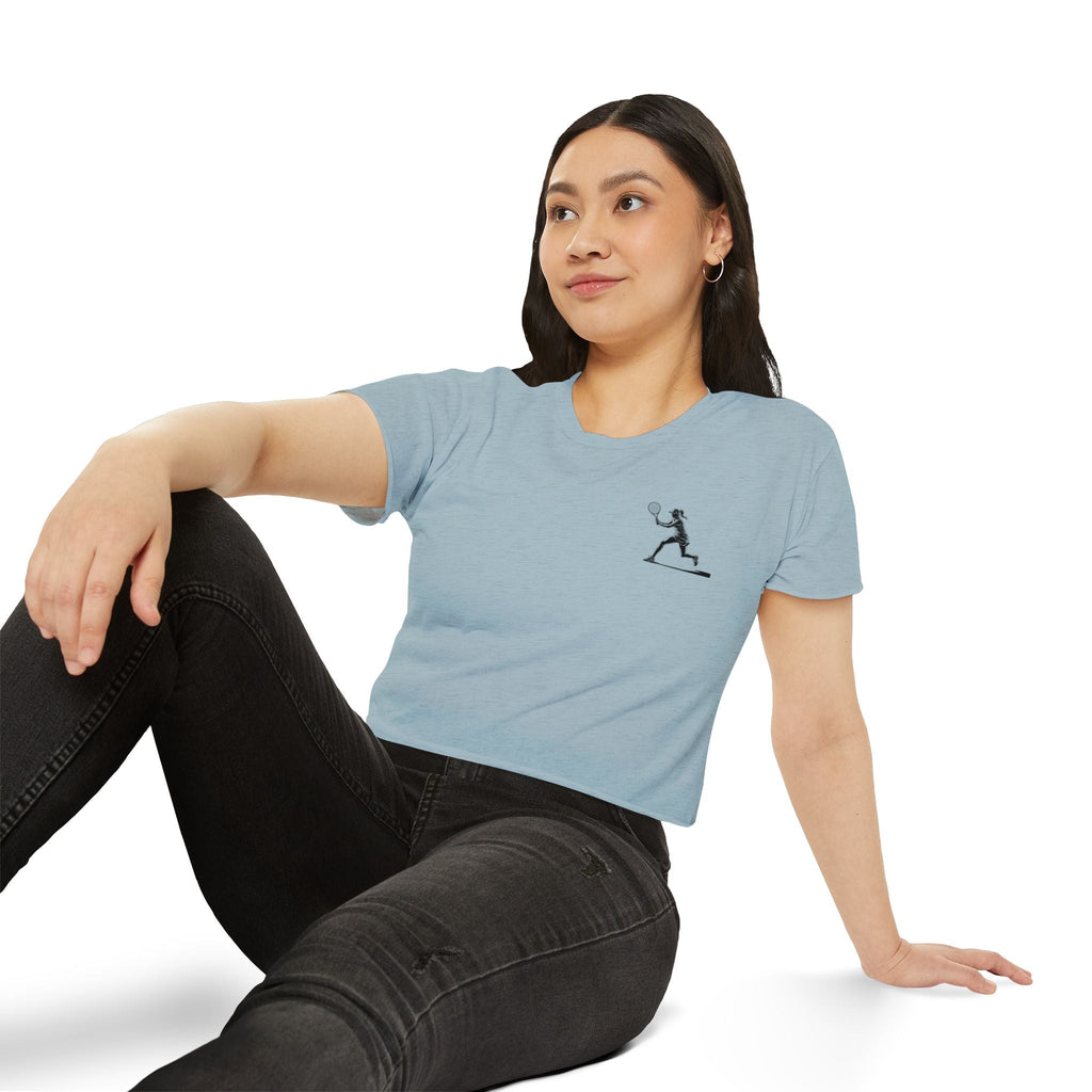 Tennis Crop Top Minimalist Female Tennis Player Graphic Festival Tee - Etna Gift