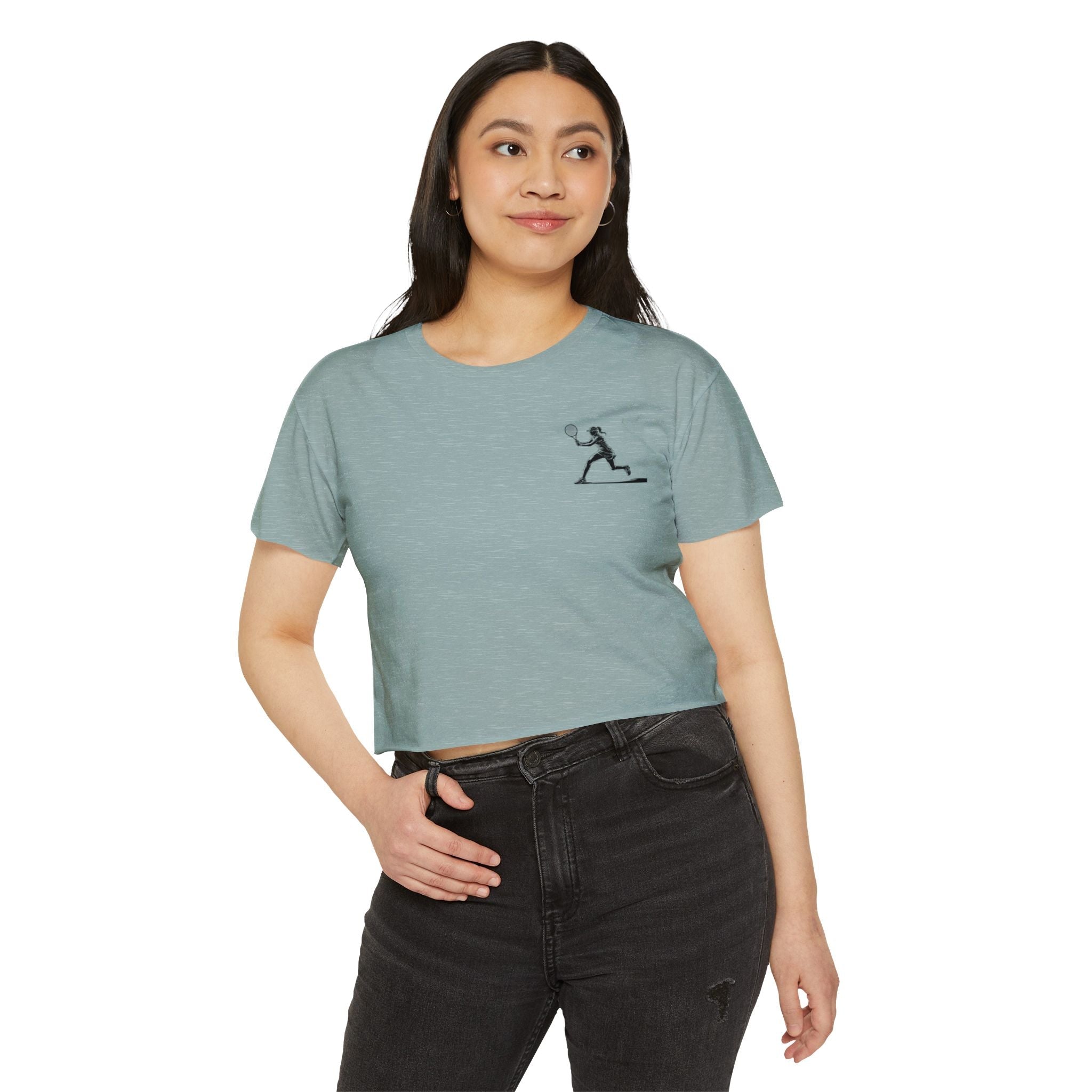 Tennis Crop Top Minimalist Female Tennis Player Graphic Festival Tee - Etna Gift