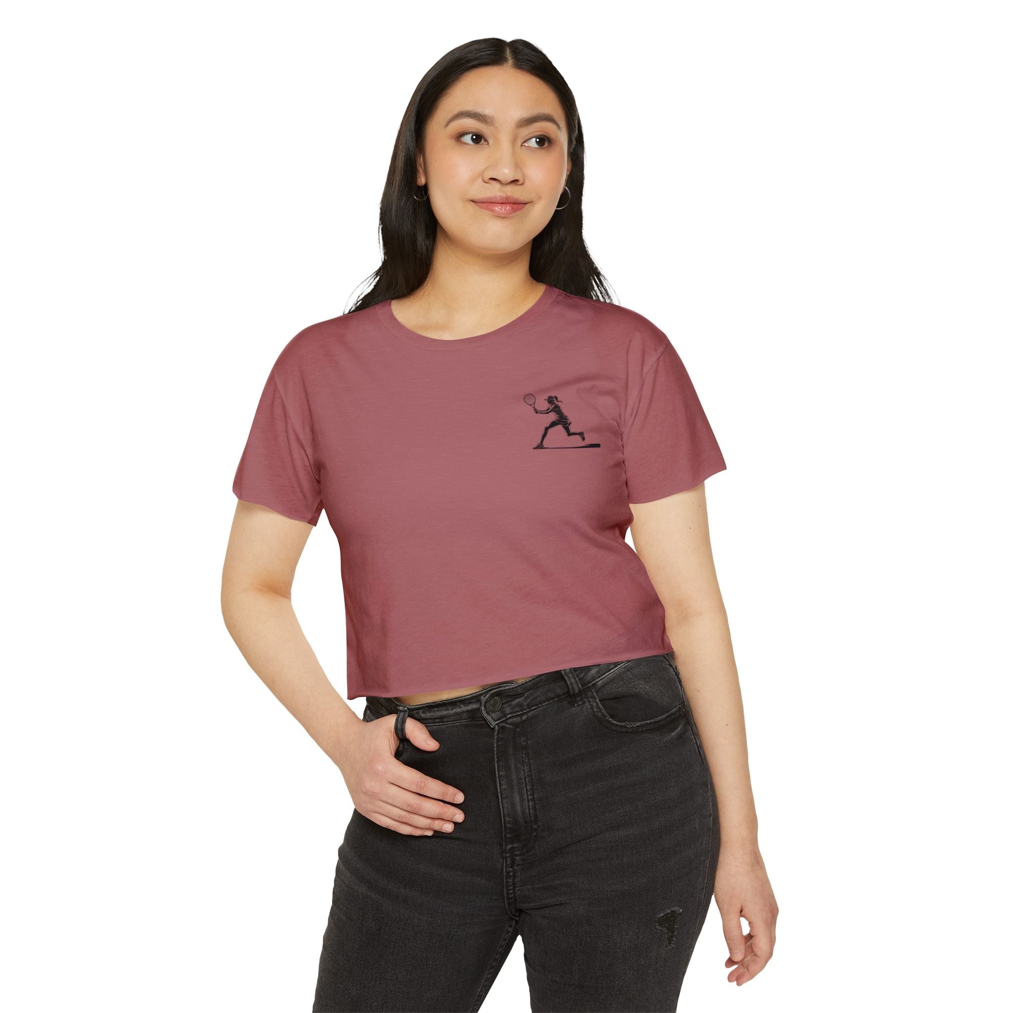 Tennis Crop Top Minimalist Female Tennis Player Graphic Festival Tee - Etna Gift