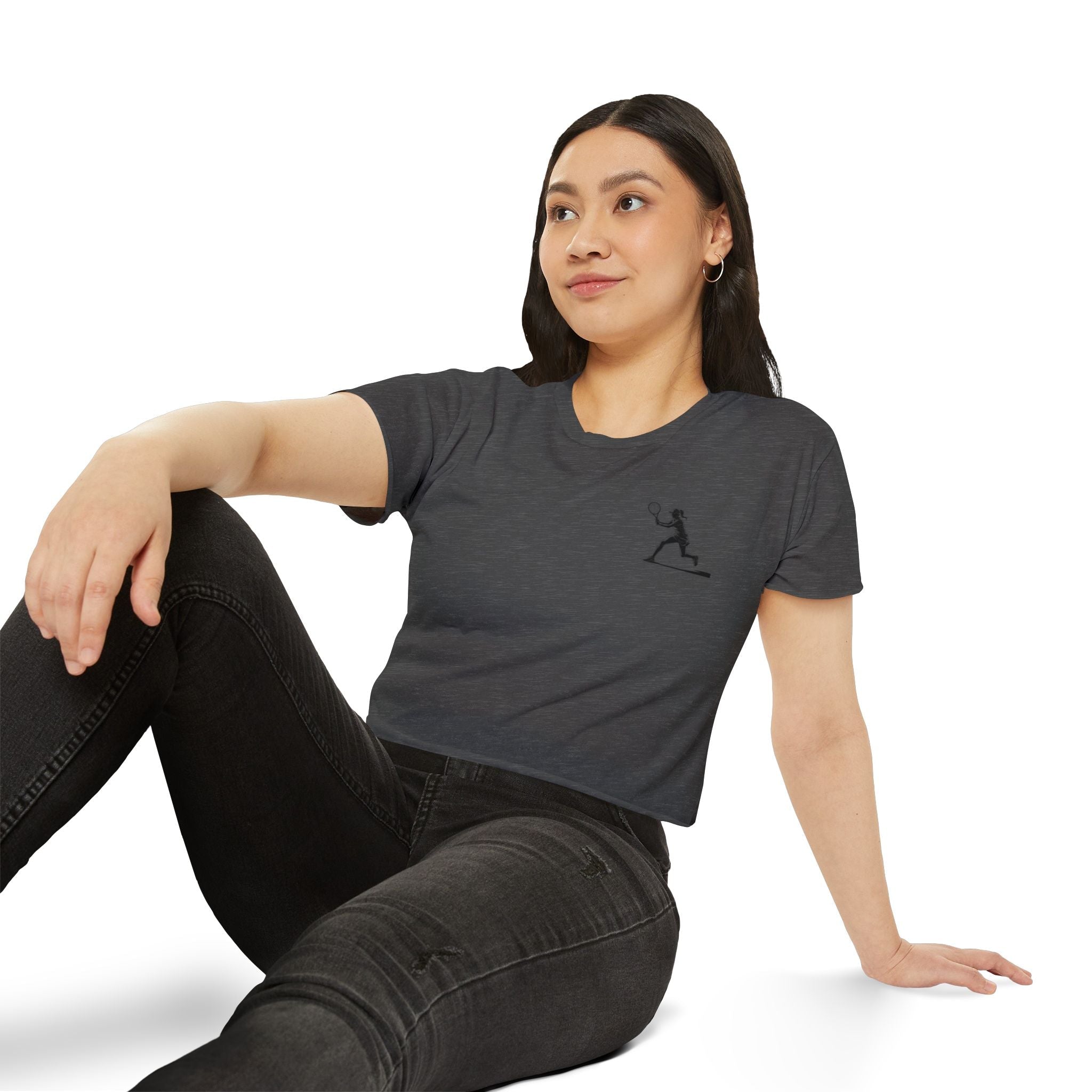 Tennis Crop Top Minimalist Female Tennis Player Graphic Festival Tee - Etna Gift