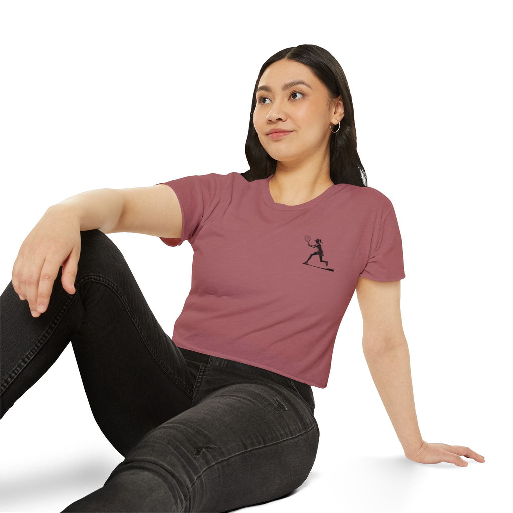 Tennis Crop Top Minimalist Female Tennis Player Graphic Festival Tee - Etna Gift