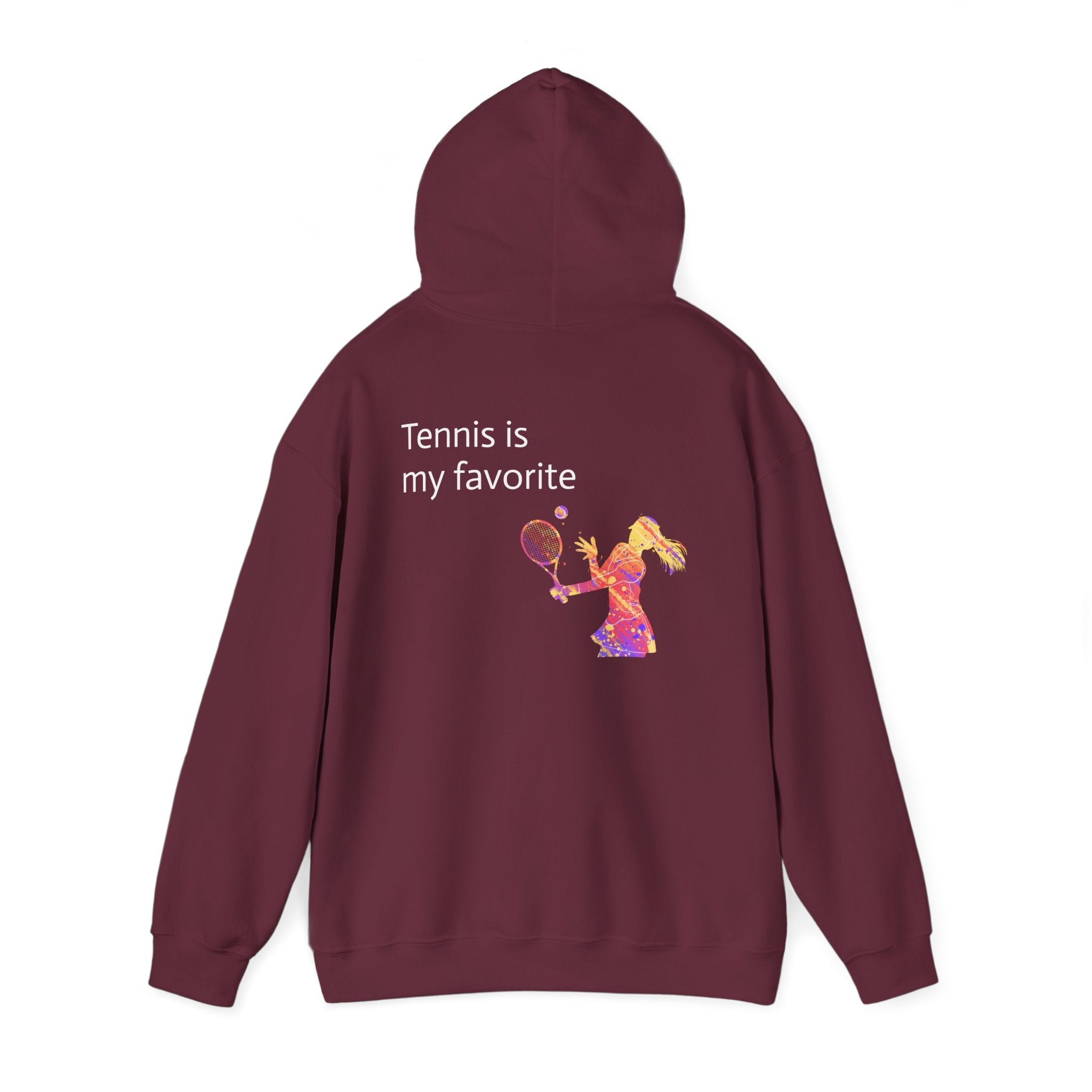 Tennis Hoodie "Tennis is my favorite" Colorful Female Player Pullover - Etna Gift