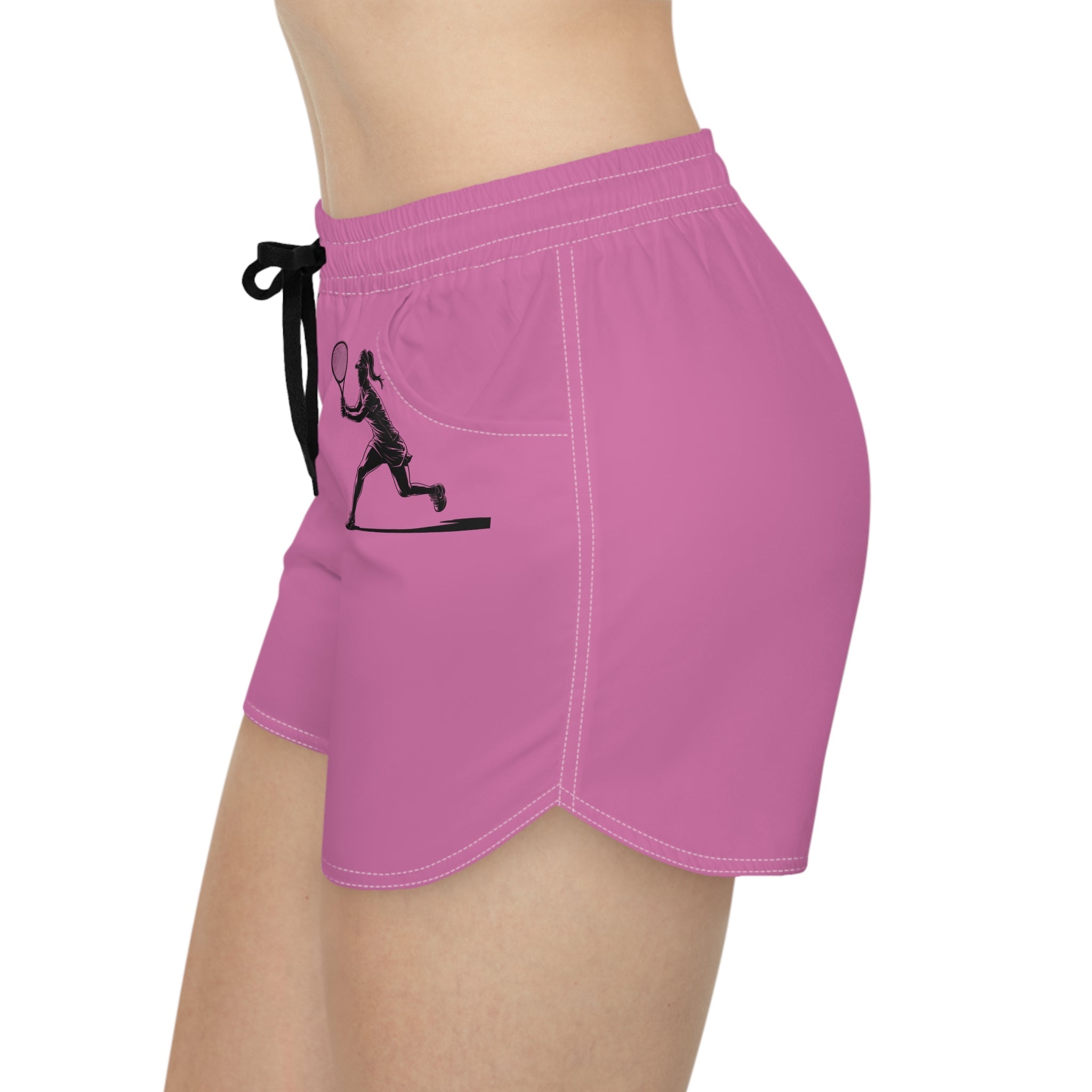 Tennis Shorts Women's Casual White Athletic Shorts with Tennis Player Silhouette - Etna Gift