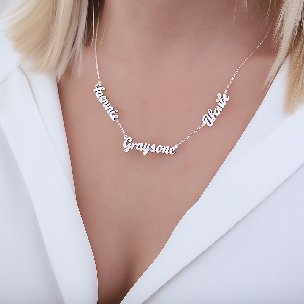 three name necklace 925 sterling silver 3 name necklace