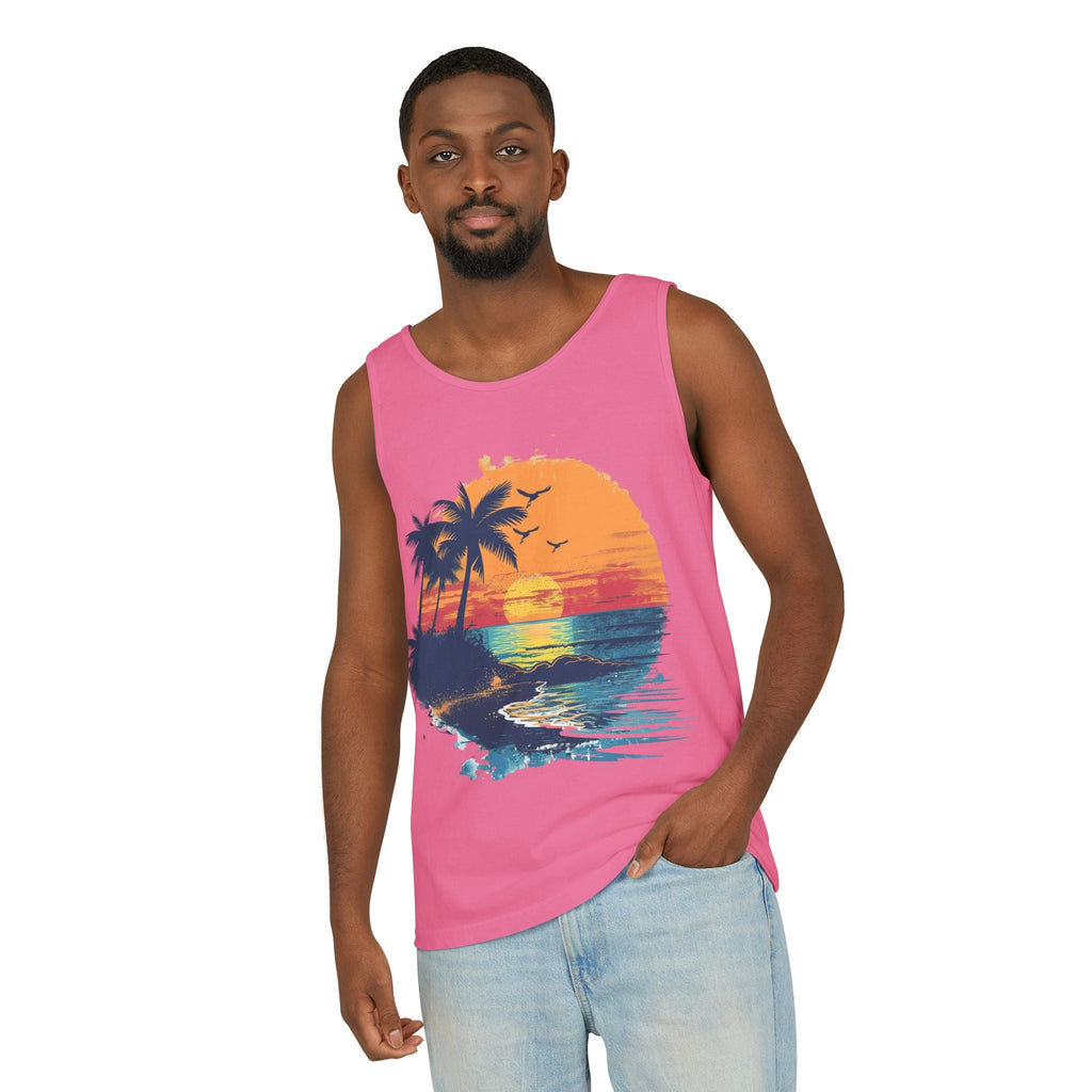 Tropical Sunset Tank Top Palm Tree Beach Graphic Tank - Etna Gift