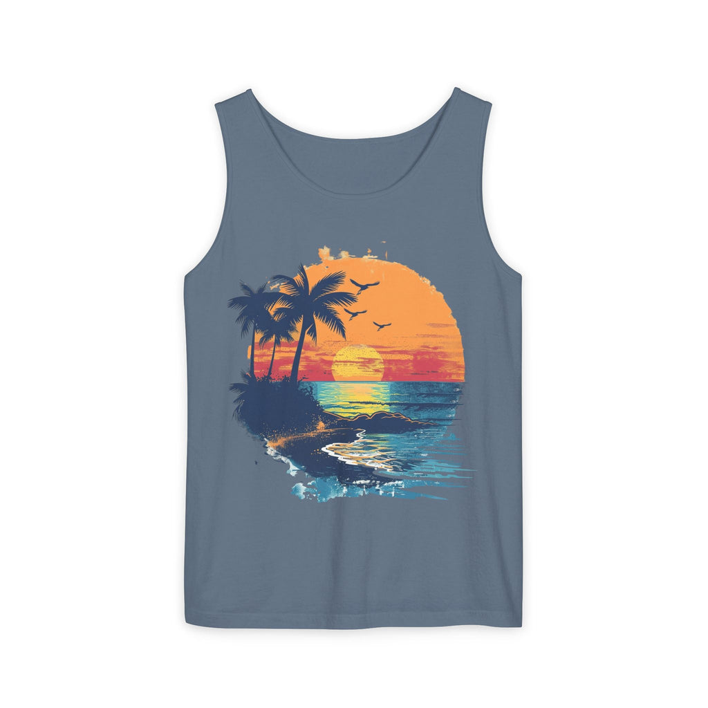 Tropical Sunset Tank Top Palm Tree Beach Graphic Tank - Etna Gift