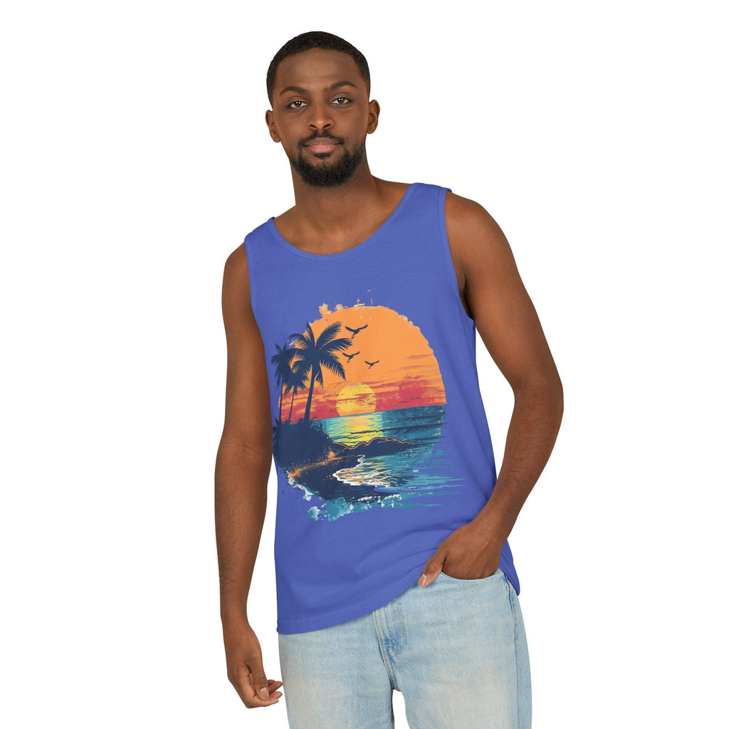 Tropical Sunset Tank Top Palm Tree Beach Graphic Tank - Etna Gift