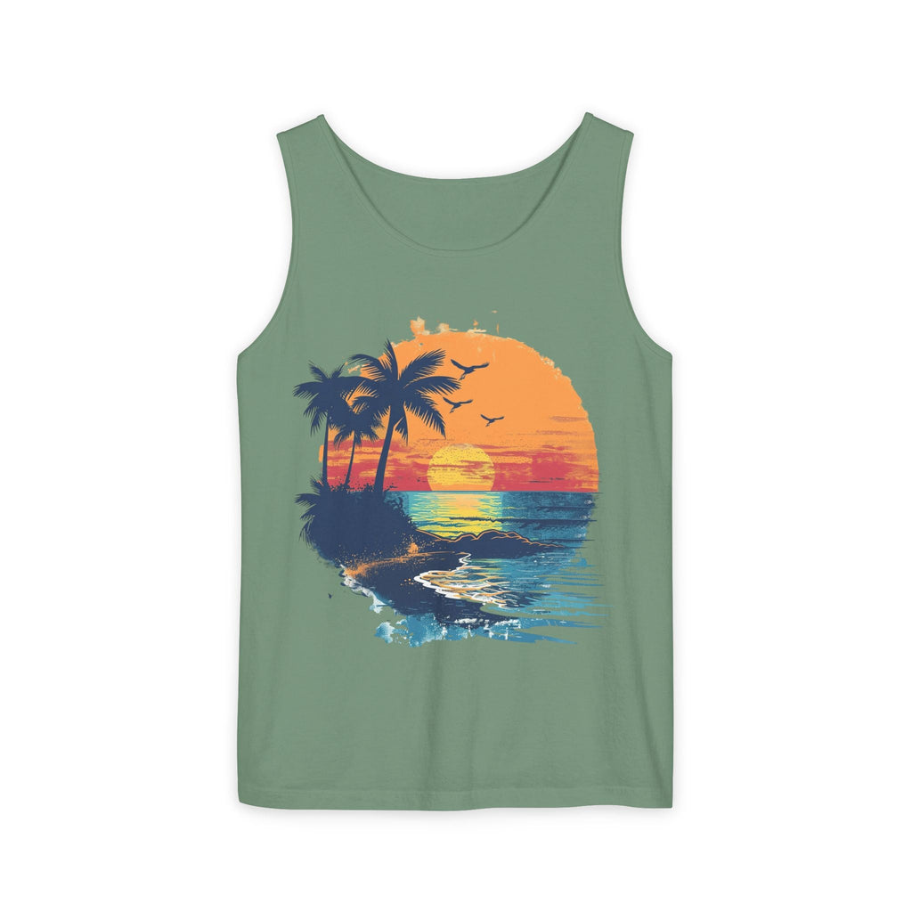 Tropical Sunset Tank Top Palm Tree Beach Graphic Tank - Etna Gift