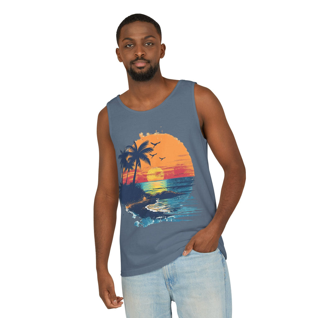 Tropical Sunset Tank Top Palm Tree Beach Graphic Tank - Etna Gift