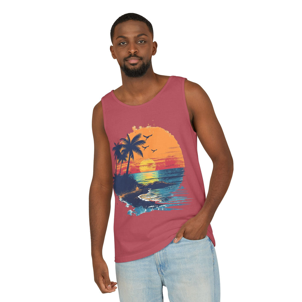 Tropical Sunset Tank Top Palm Tree Beach Graphic Tank - Etna Gift