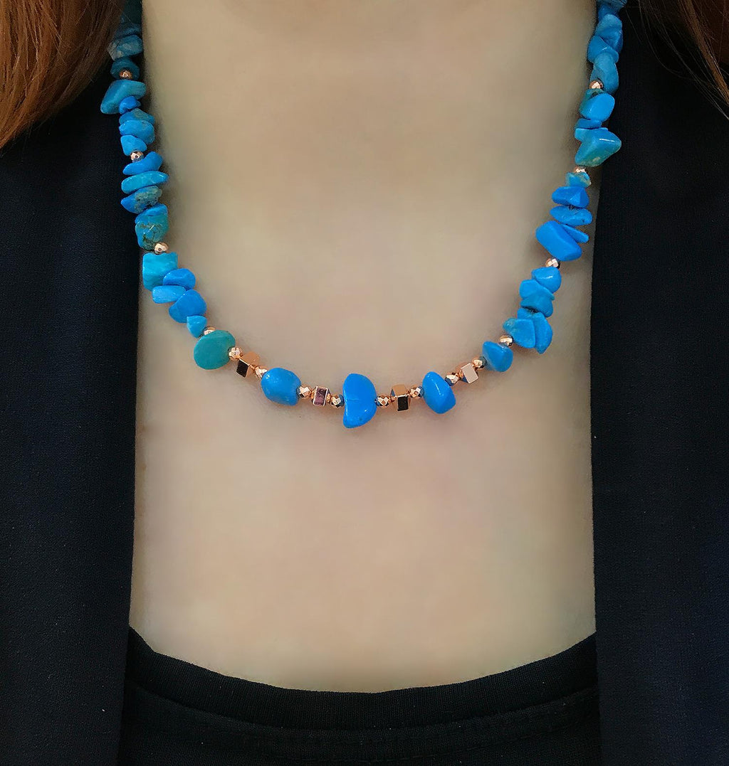 Turquoise natural stone necklace - Etna Gift