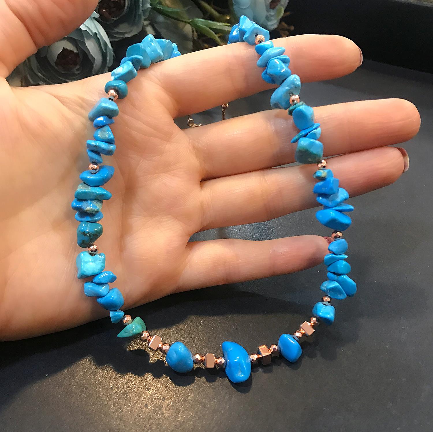 Turquoise natural stone necklace - Etna Gift