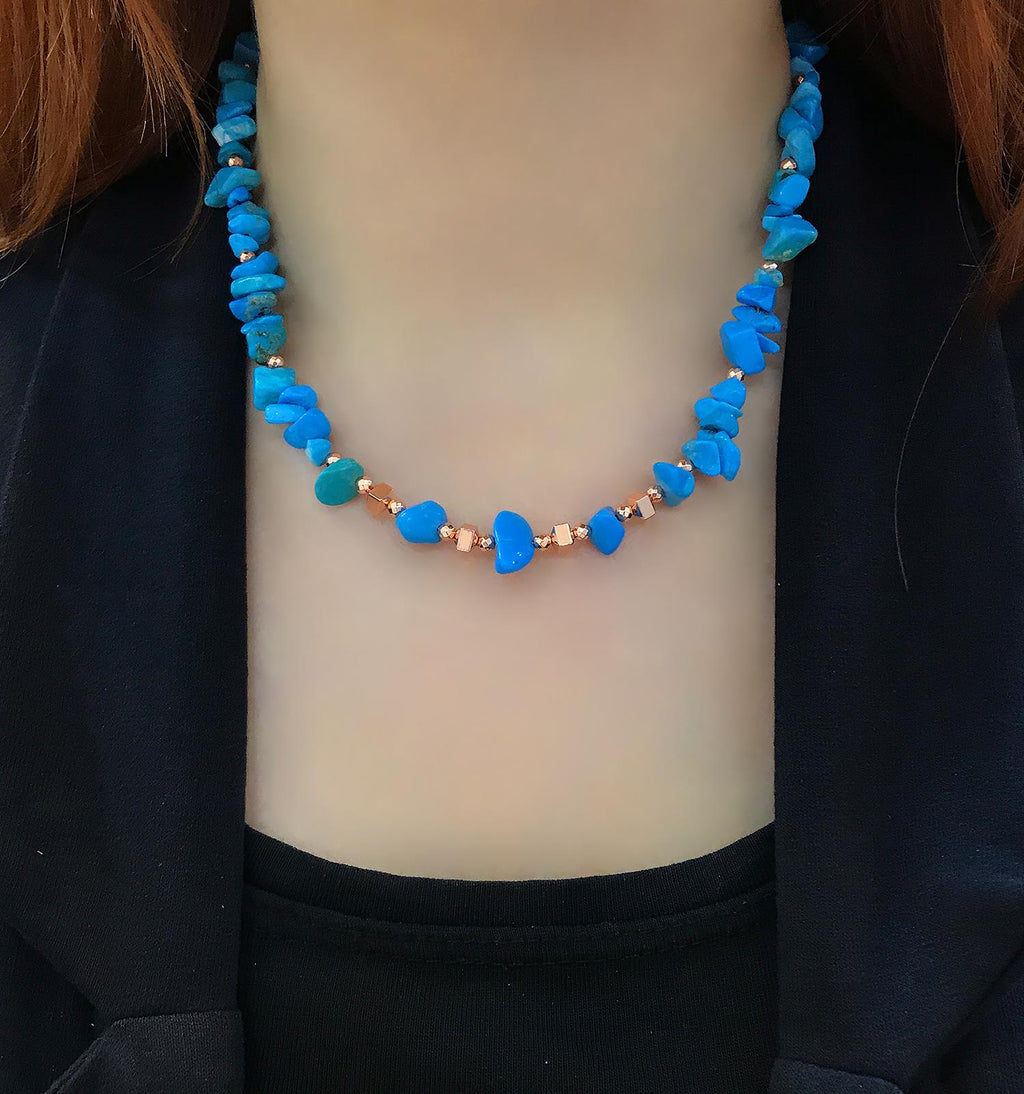 Turquoise natural stone necklace - Etna Gift
