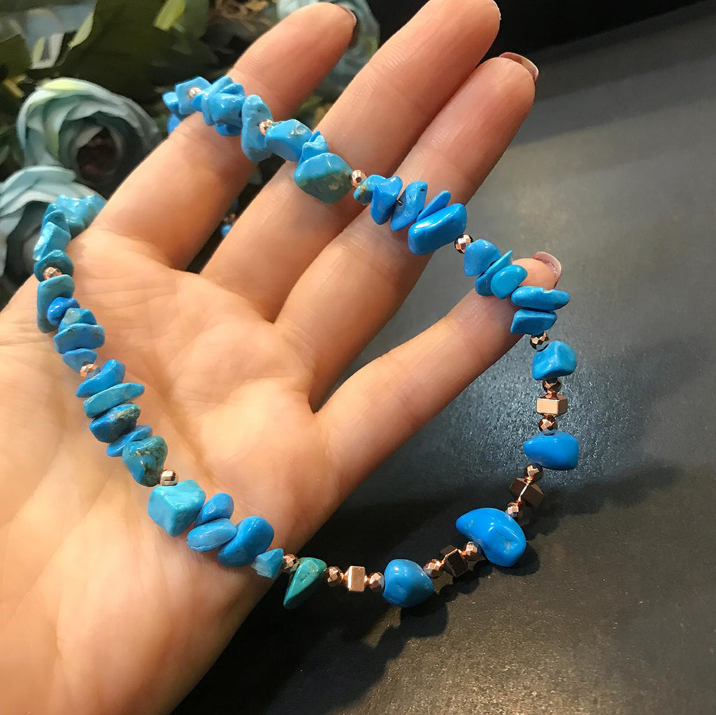 Turquoise natural stone necklace - Etna Gift