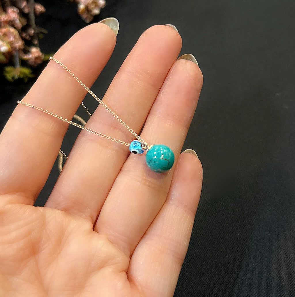 925 Sterling Silver Turquoise Natural Stone Necklace - Etna Gift