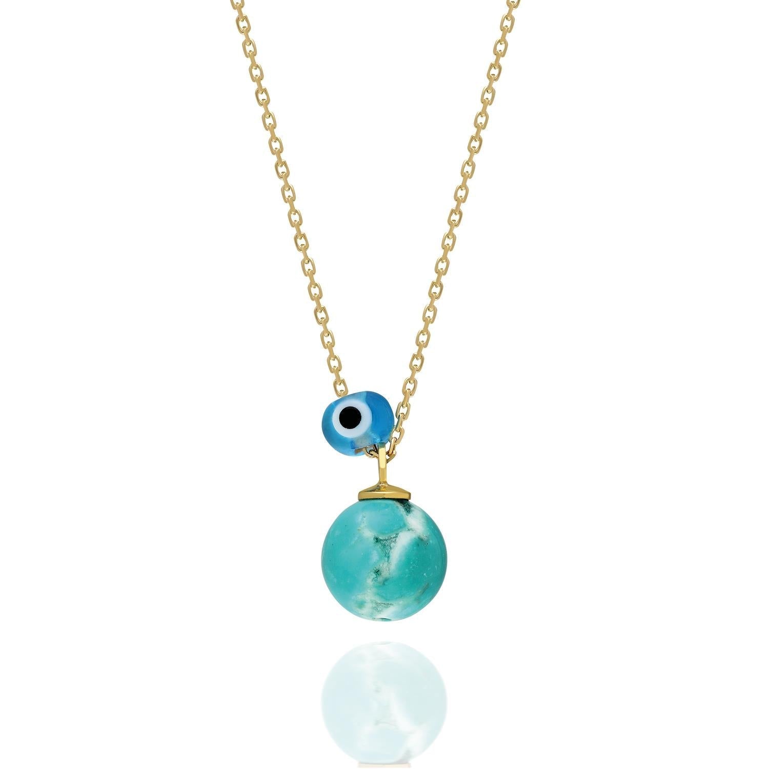 925 Sterling Silver Turquoise Natural Stone Necklace - Etna Gift