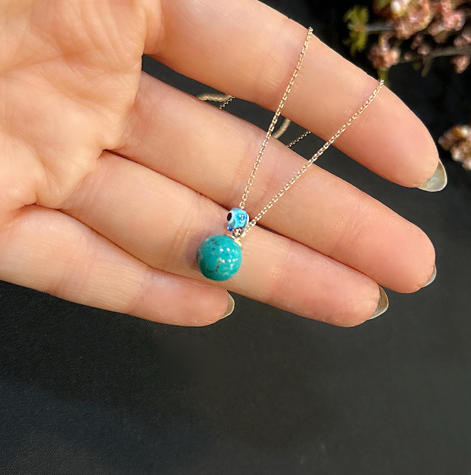 925 Sterling Silver Turquoise Natural Stone Necklace - Etna Gift