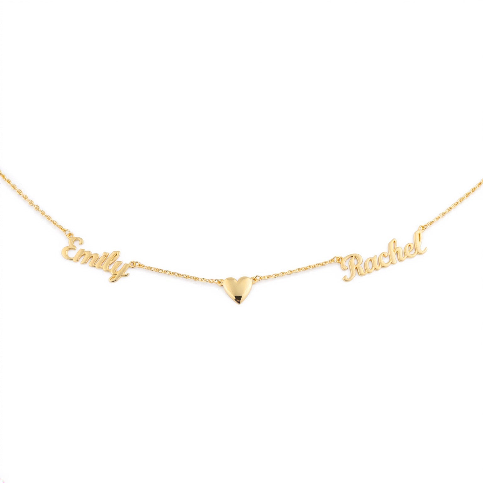 Two - name necklace with heart in the middle, 925 sterling silver name necklace - Etna Gift