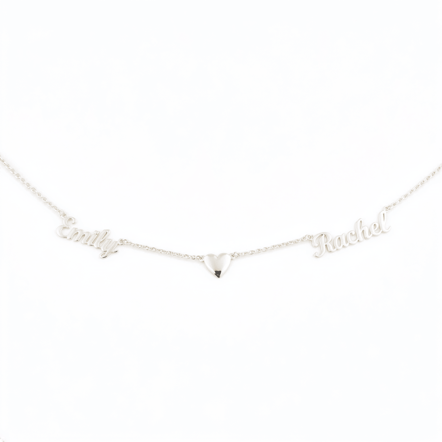 Two - name necklace with heart in the middle, 925 sterling silver name necklace - Etna Gift