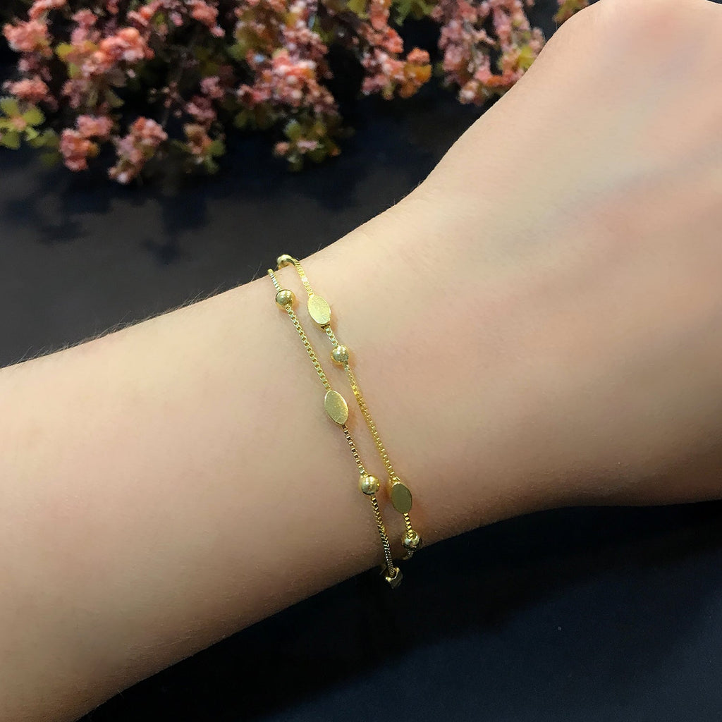 Two - row oval 925 sterling silver bracelet in yellow - Etna Gift