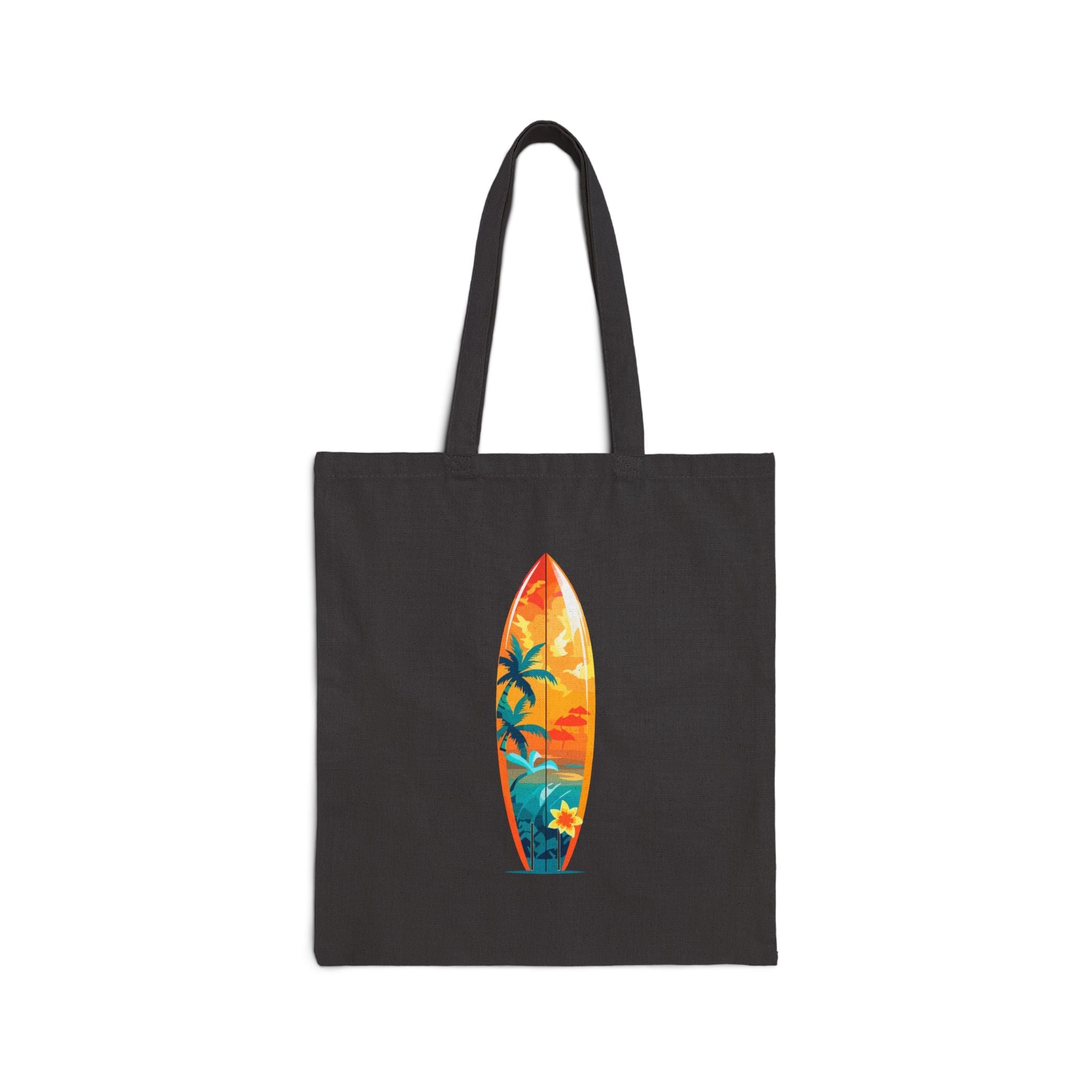 Venice Beach Surf Tote Canvas Beach Bag with Sunset Palm & Surfboard Design - Etna Gift