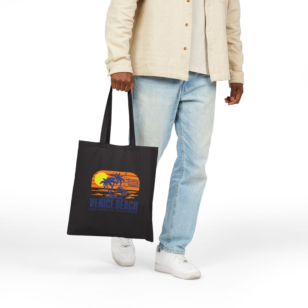 Venice Beach Surf Tote Canvas Beach Bag with Sunset Palm & Surfboard Design - Etna Gift