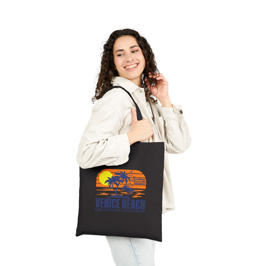 Venice Beach Surf Tote Canvas Beach Bag with Sunset Palm & Surfboard Design - Etna Gift