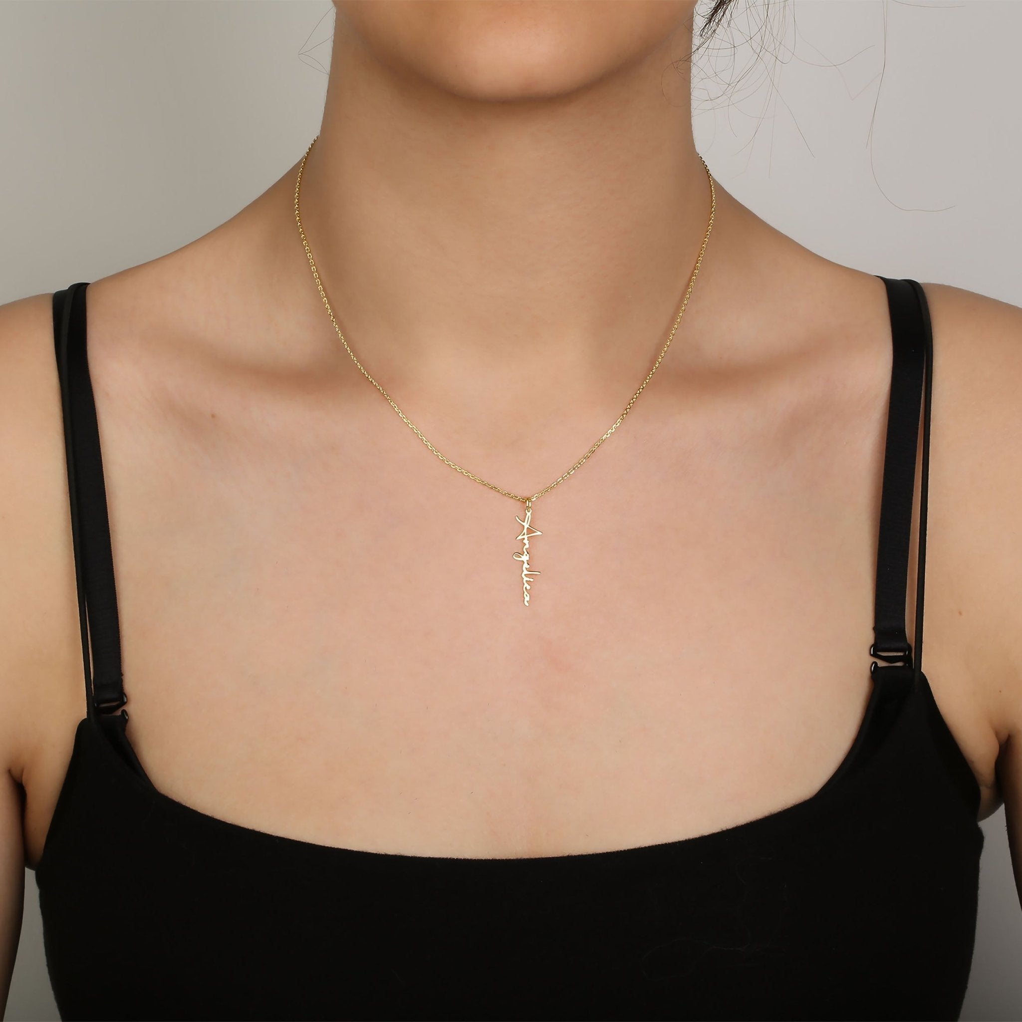 Vertical name necklace 925 sterling silver vertical model name necklace - Etna Gift