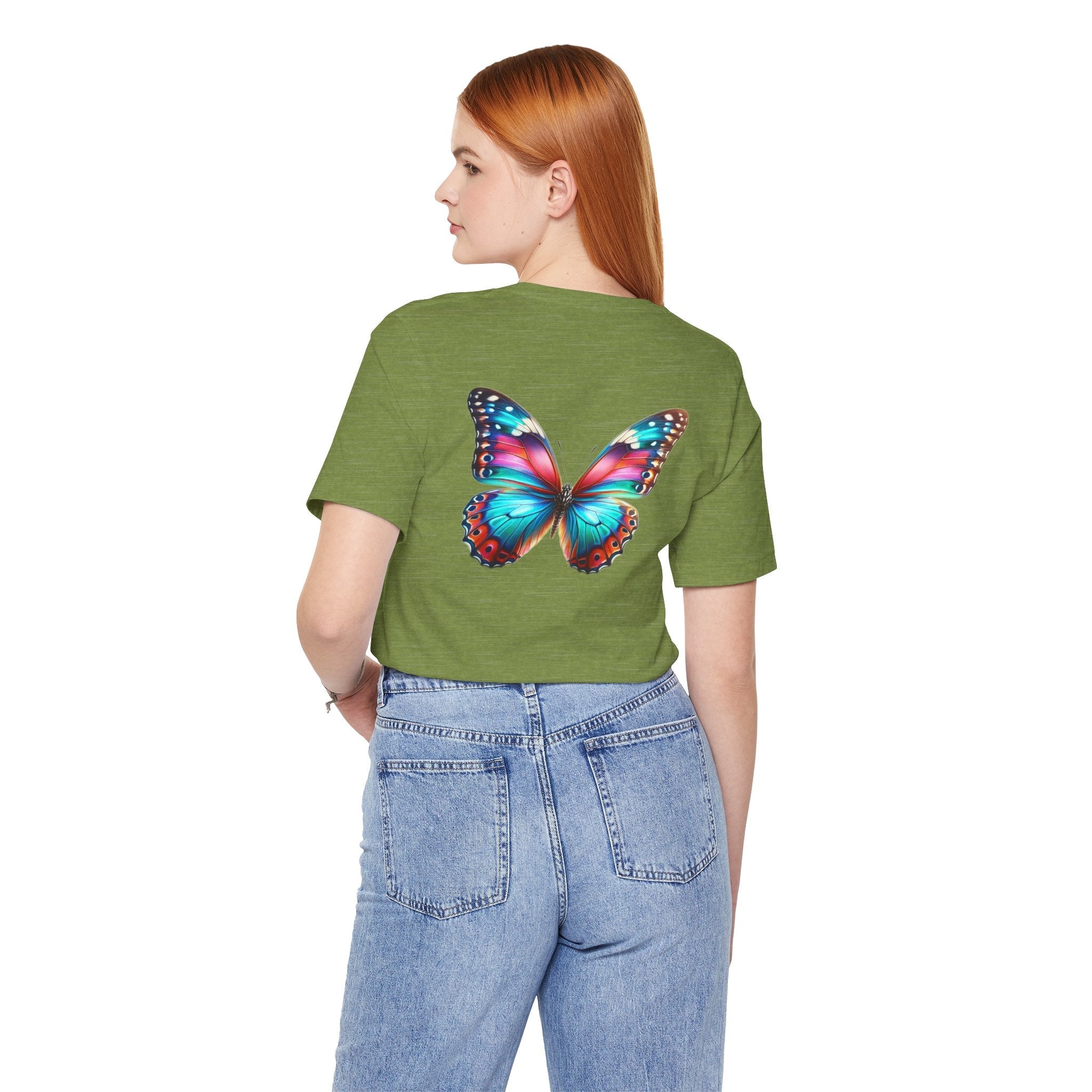 Vibrant Rainbow Butterfly Tee Colorful Monarch Wing Graphic - Etna Gift