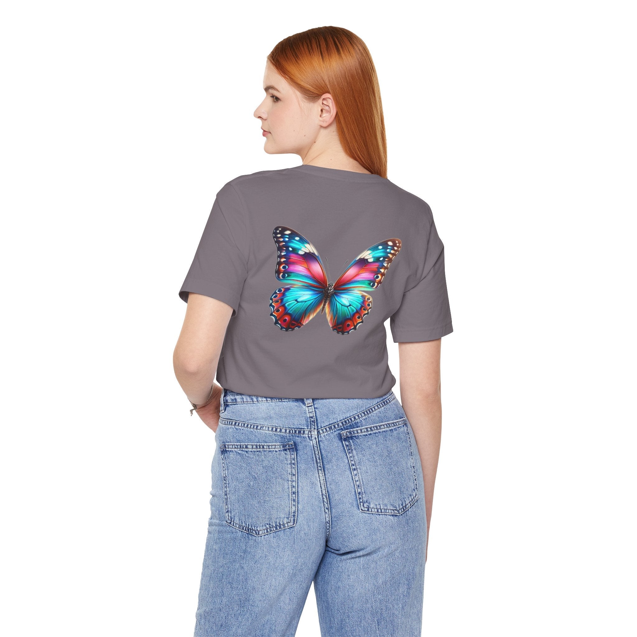 Vibrant Rainbow Butterfly Tee Colorful Monarch Wing Graphic - Etna Gift