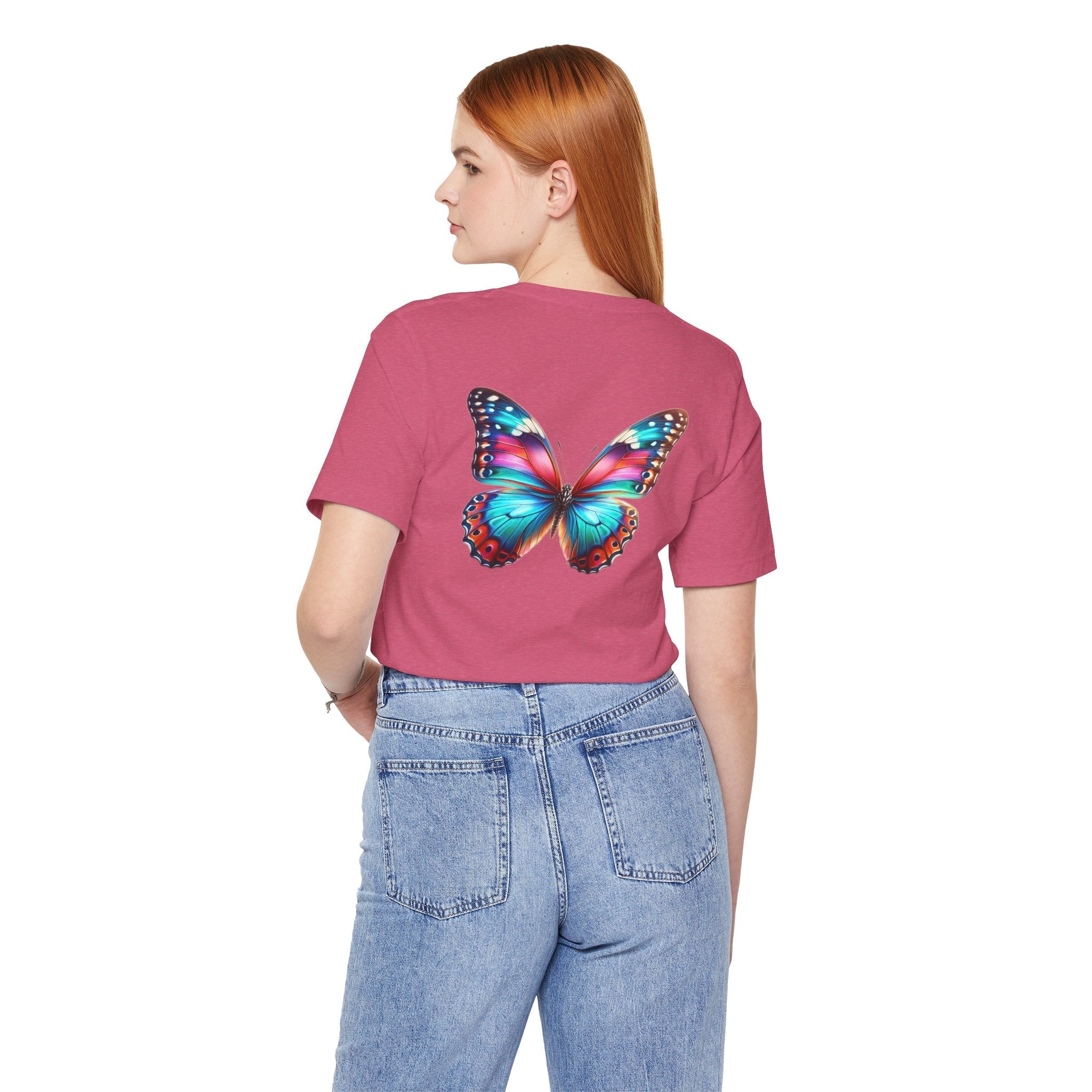 Vibrant Rainbow Butterfly Tee Colorful Monarch Wing Graphic - Etna Gift