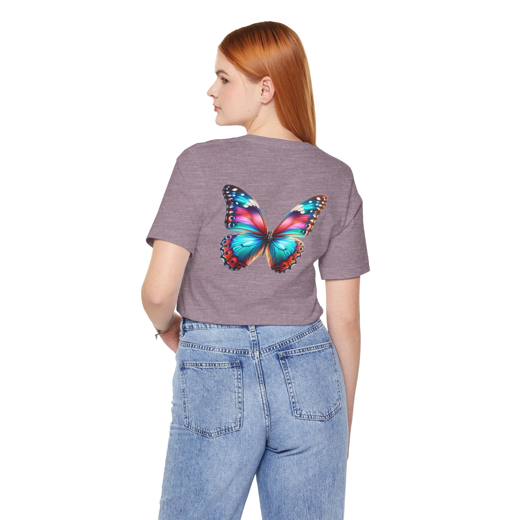 Vibrant Rainbow Butterfly Tee Colorful Monarch Wing Graphic - Etna Gift