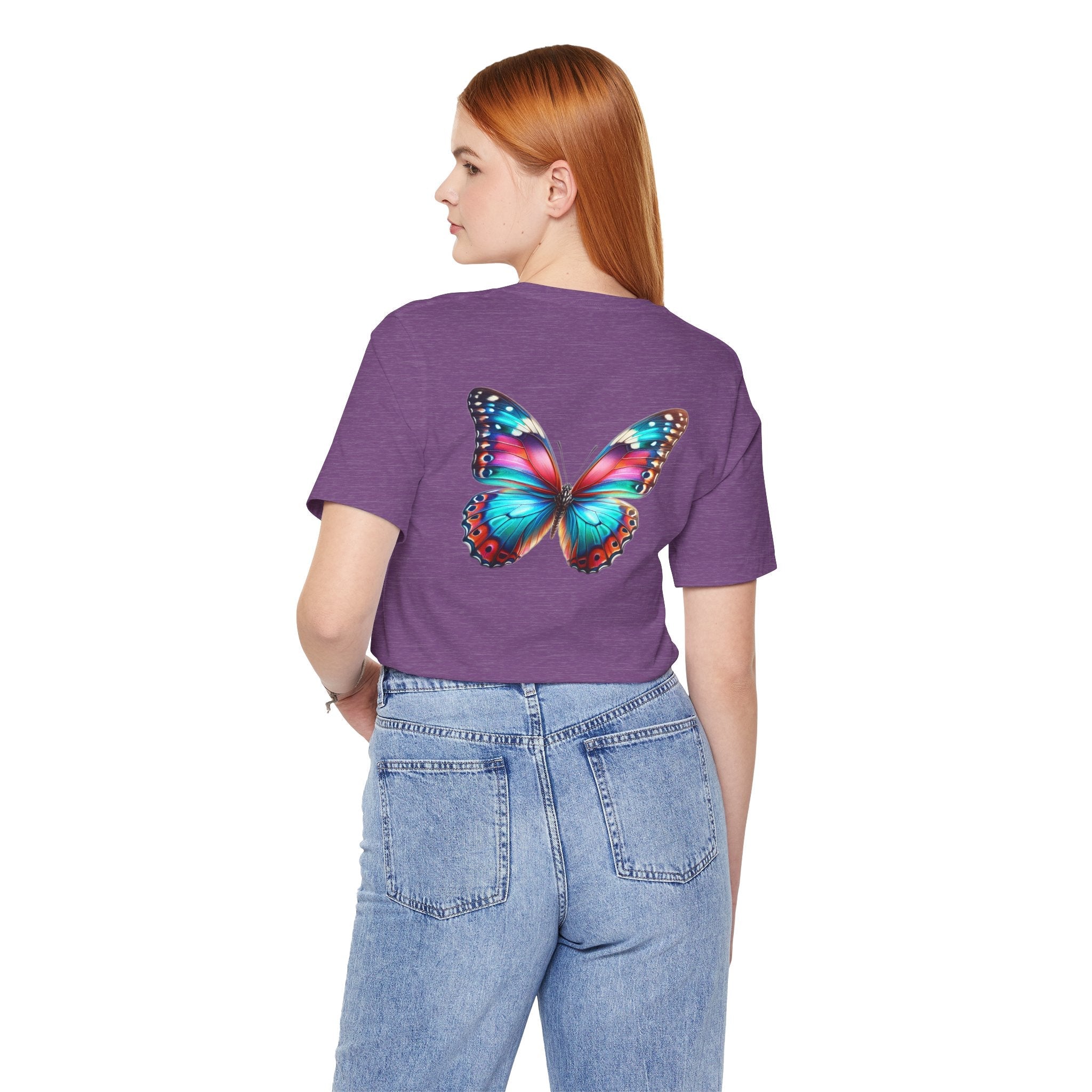 Vibrant Rainbow Butterfly Tee Colorful Monarch Wing Graphic - Etna Gift
