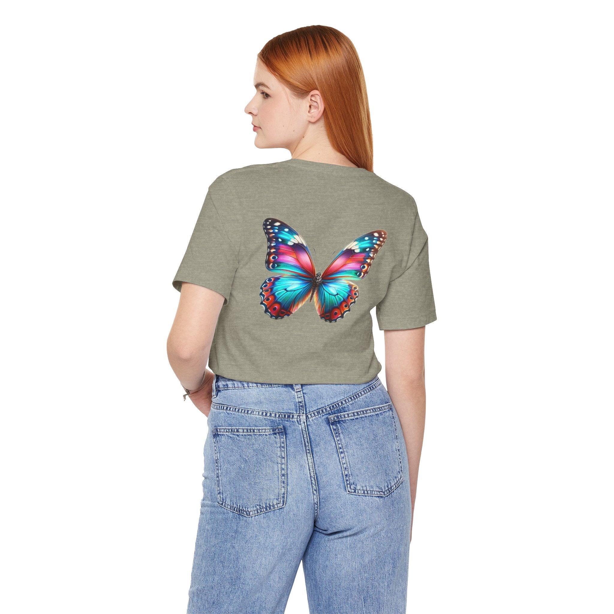 Vibrant Rainbow Butterfly Tee Colorful Monarch Wing Graphic - Etna Gift