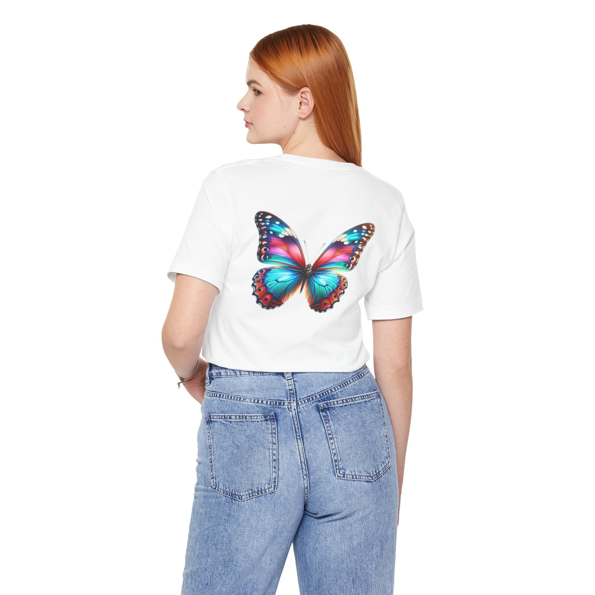 Vibrant Rainbow Butterfly Tee Colorful Monarch Wing Graphic - Etna Gift