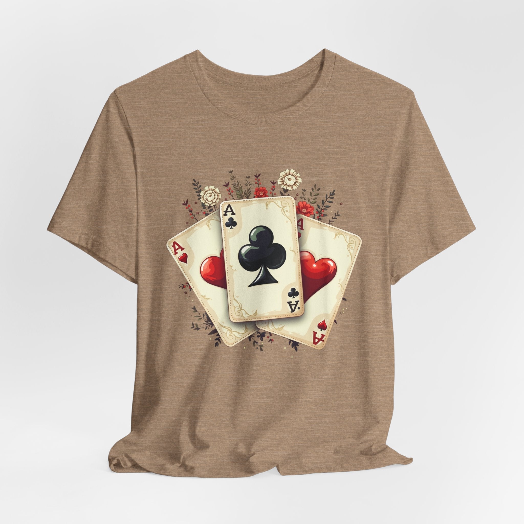 Vintage Playing Cards tee Ace of Clubs Hearts design - Etna Gift