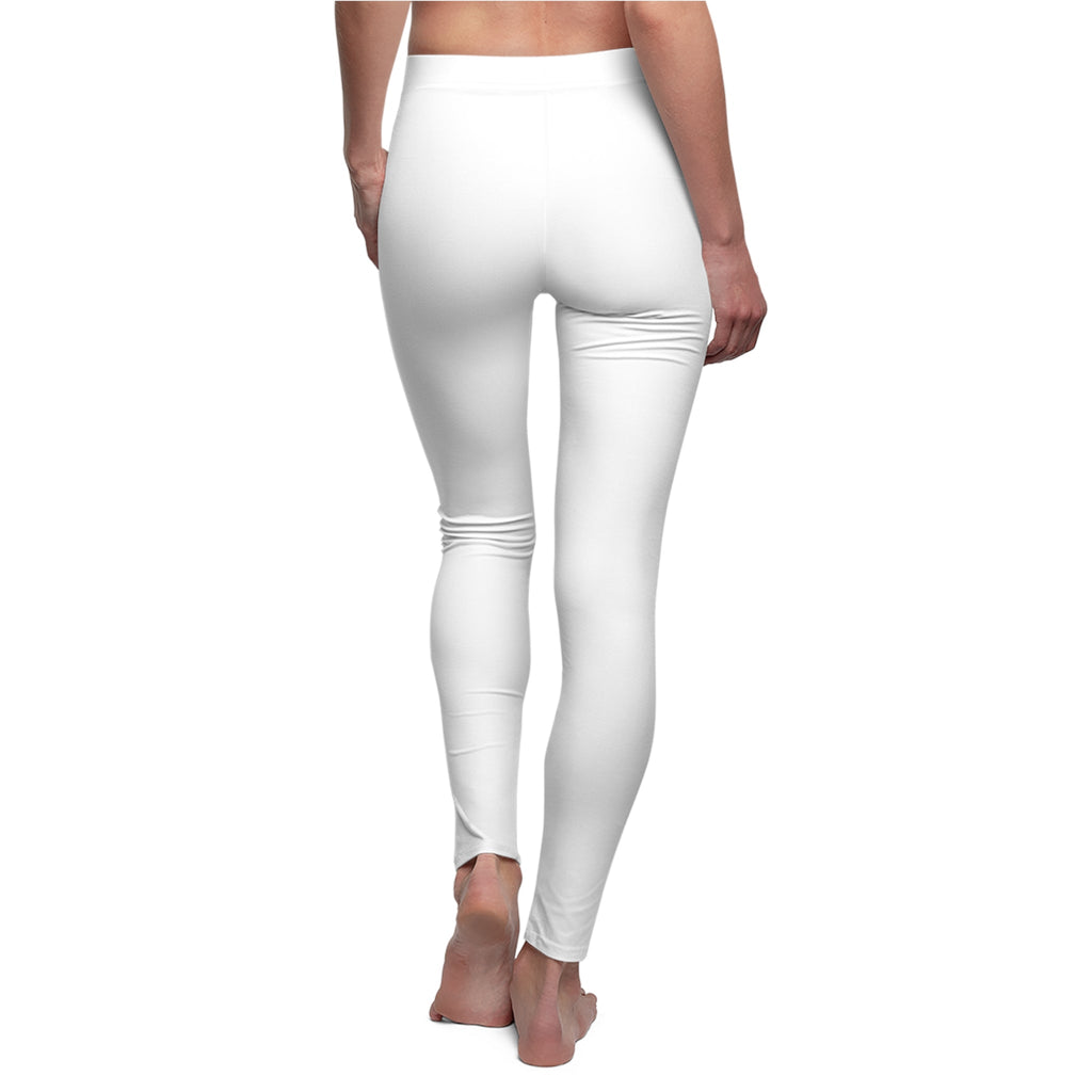 White Women's Leggings with Pink NY Logo Casual Athletic Everyday Wear - Etna Gift