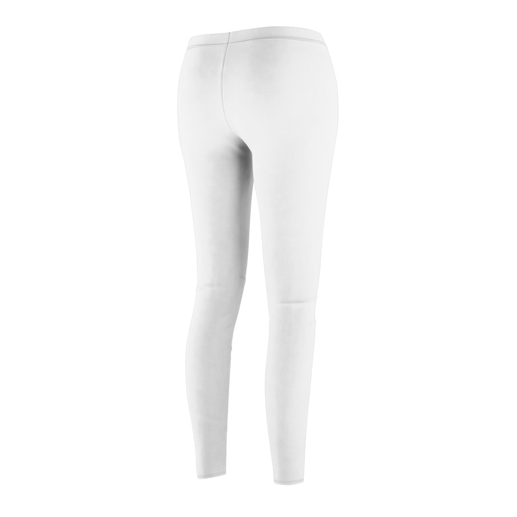 White Women's Leggings with Pink NY Logo Casual Athletic Everyday Wear - Etna Gift