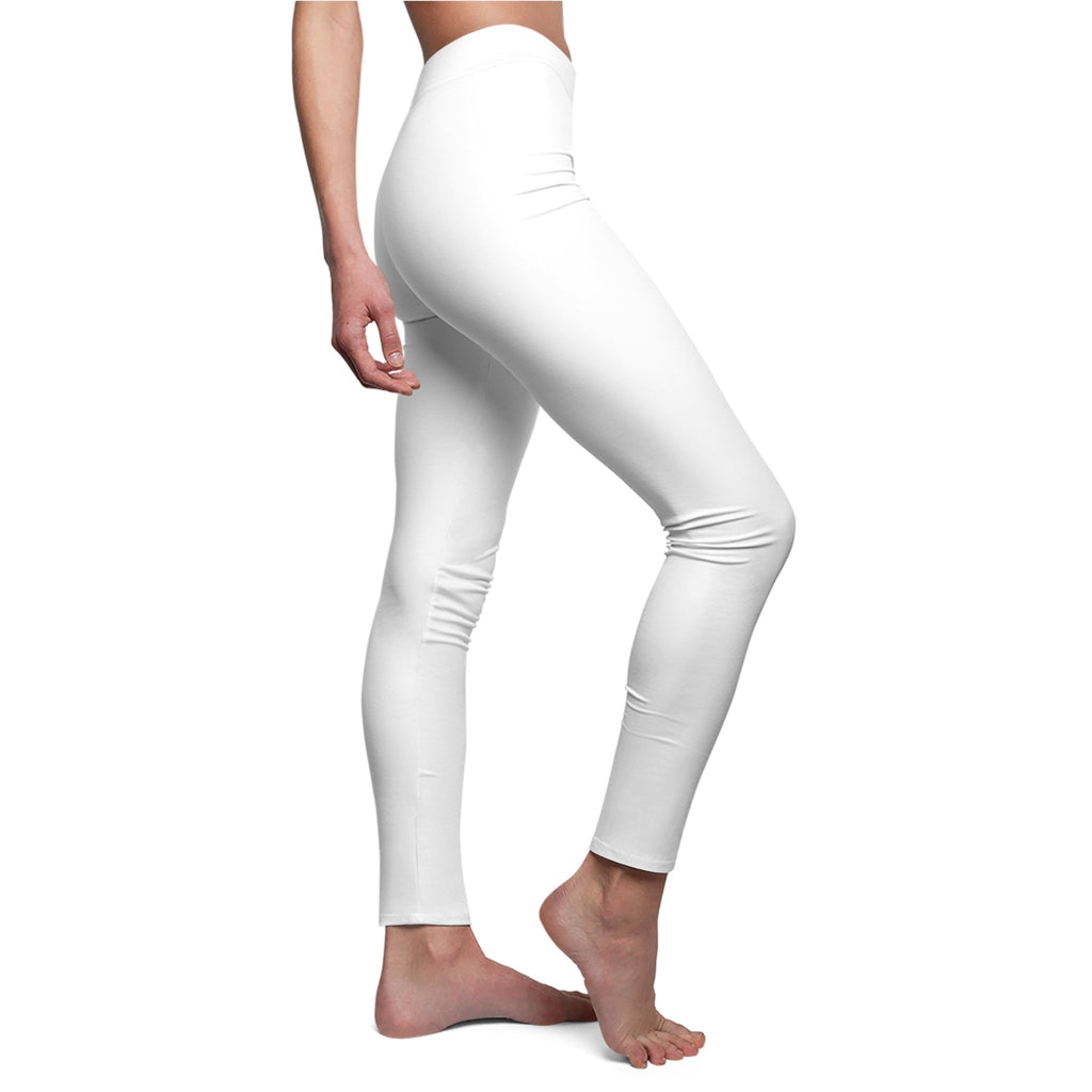 White Women's Leggings with Pink NY Logo Casual Athletic Everyday Wear - Etna Gift