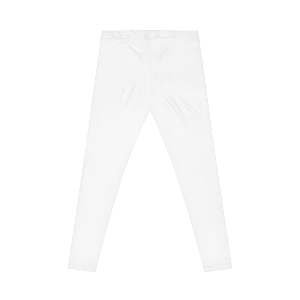 White Women's Leggings with Small Purple NY Logo Casual Everyday Activewear - Etna Gift