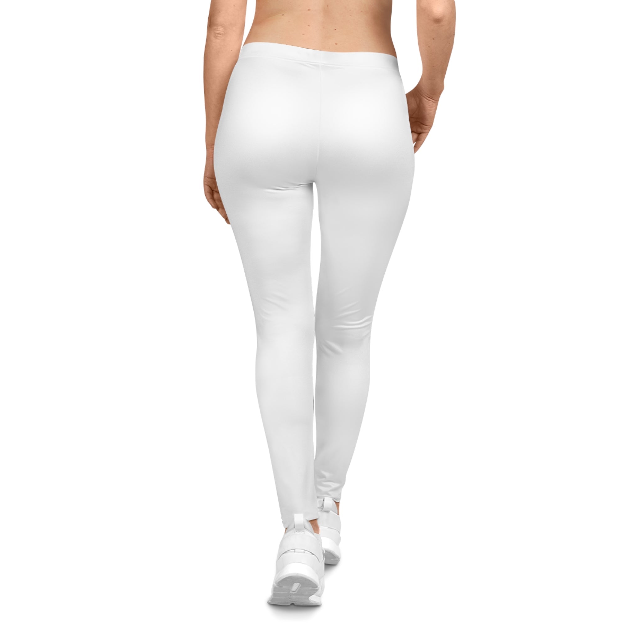 White Women's Leggings with Small Purple NY Logo Casual Everyday Activewear - Etna Gift