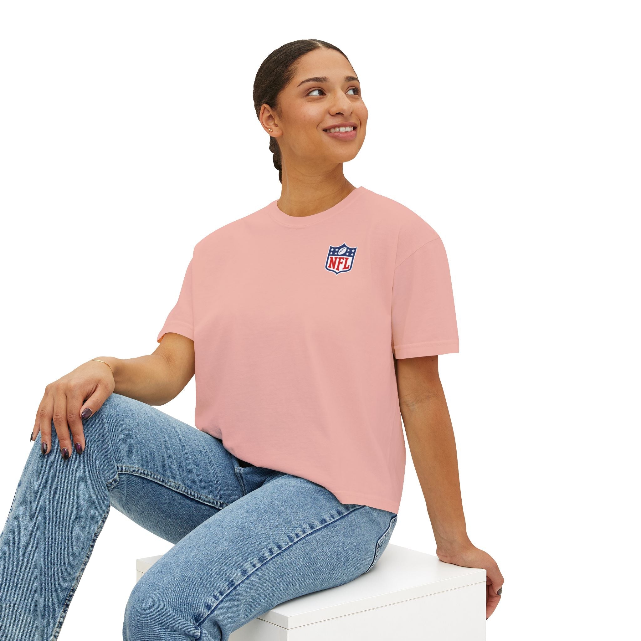 Women's Boxy Tee — Minimal NFL Logo Cropped T-Shirt - Etna Gift