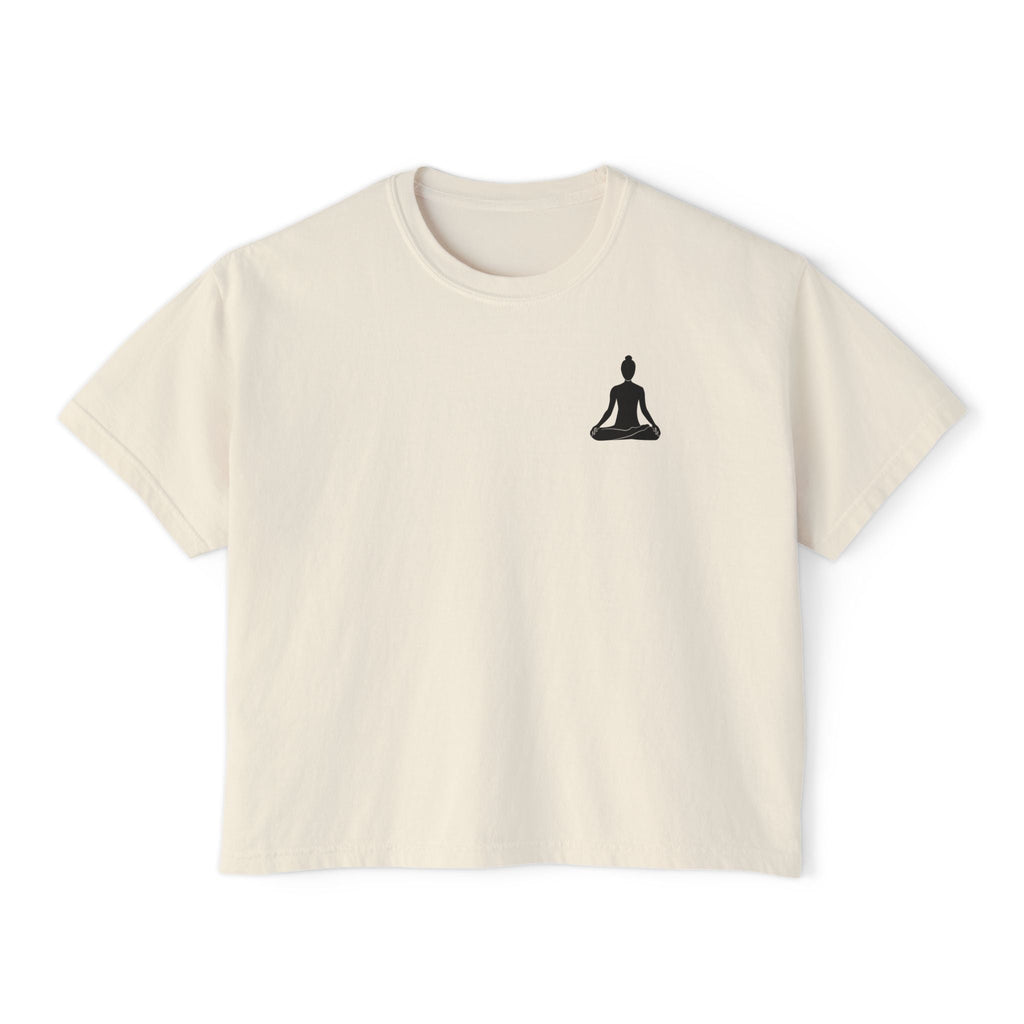 Women's Boxy Tee - 'Time For Yoga' Minimal Yoga Silhouette T-Shirt - Etna Gift