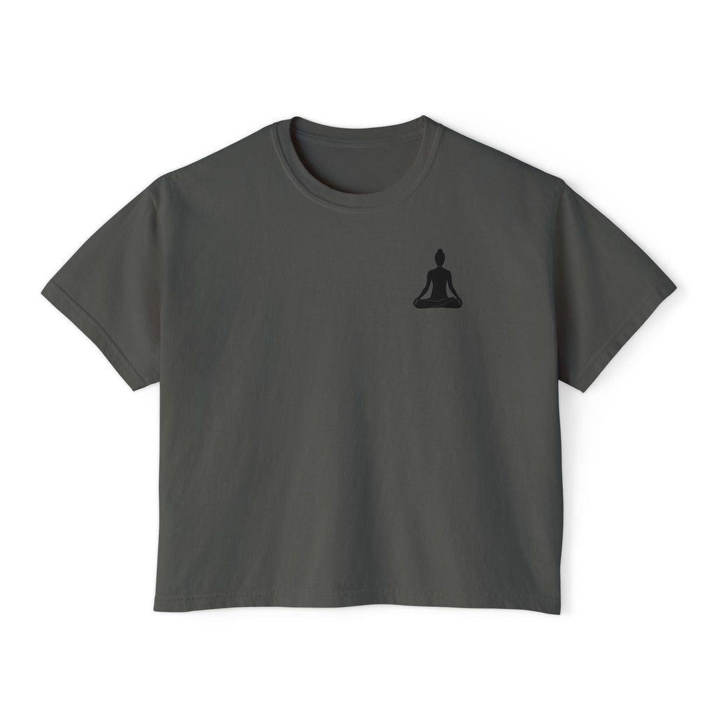 Women's Boxy Tee - 'Time For Yoga' Minimal Yoga Silhouette T-Shirt - Etna Gift