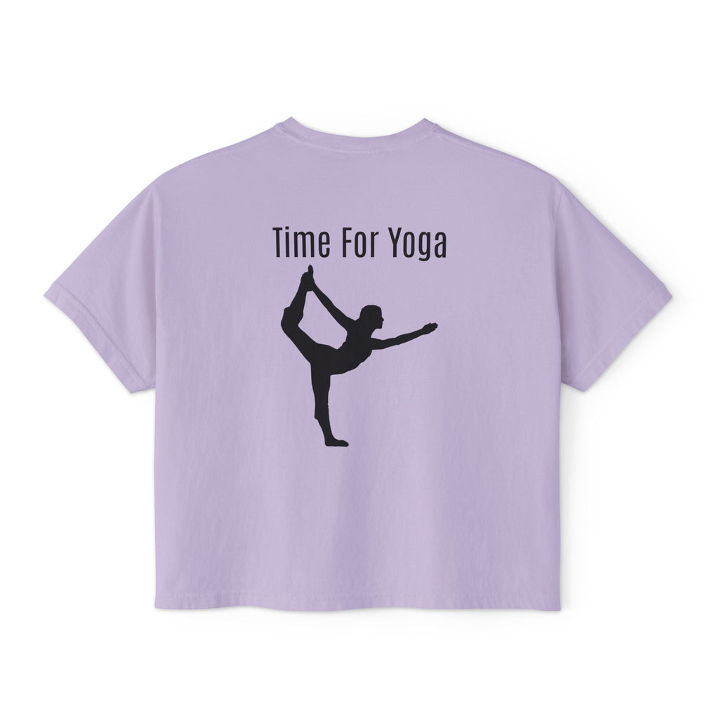 Women's Boxy Tee - 'Time For Yoga' Minimal Yoga Silhouette T-Shirt - Etna Gift
