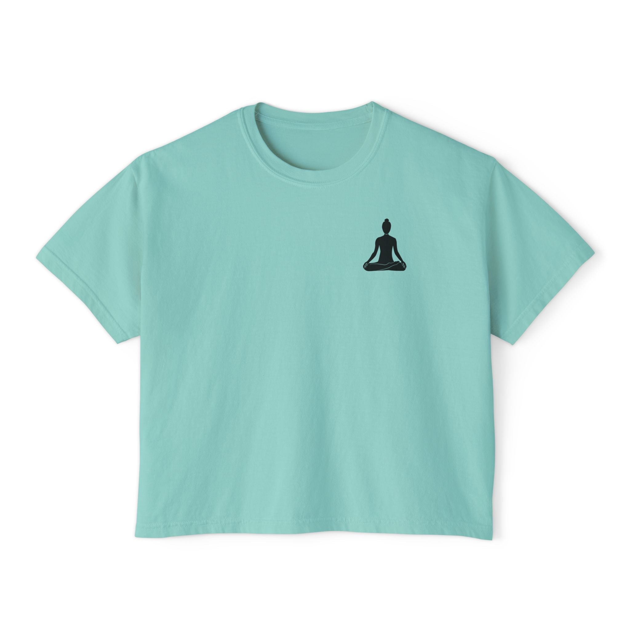Women's Boxy Tee - 'Time For Yoga' Minimal Yoga Silhouette T-Shirt - Etna Gift