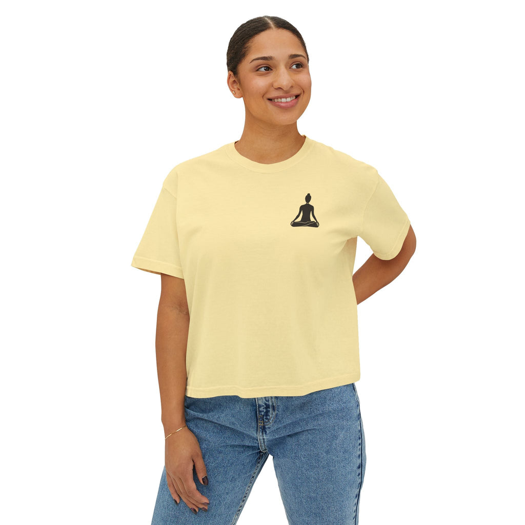 Women's Boxy Tee - 'Time For Yoga' Minimal Yoga Silhouette T-Shirt - Etna Gift