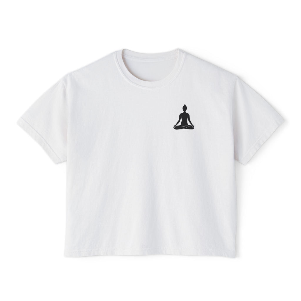 Women's Boxy Tee - 'Time For Yoga' Minimal Yoga Silhouette T-Shirt - Etna Gift