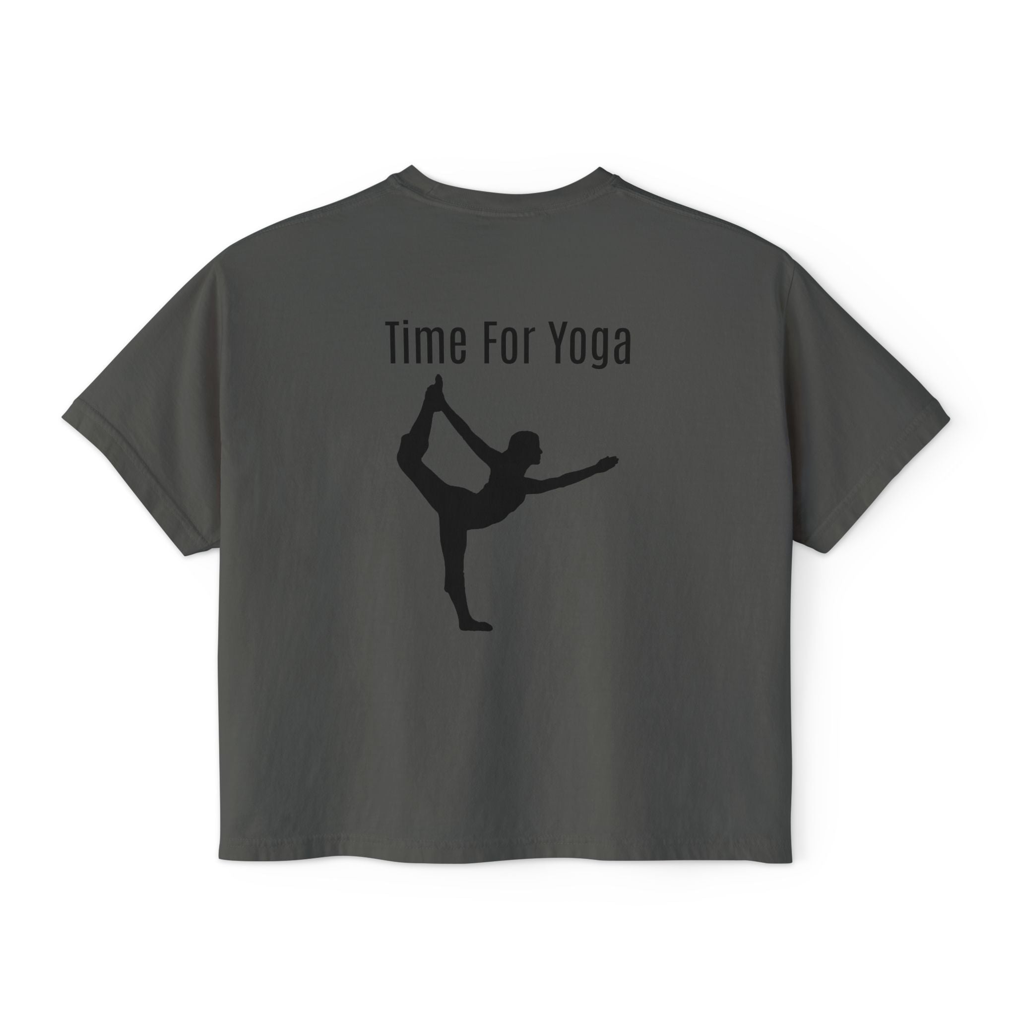 Women's Boxy Tee - 'Time For Yoga' Minimal Yoga Silhouette T-Shirt - Etna Gift